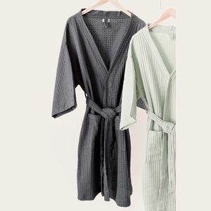 🌱🌎Bathen Waffle Bathrobe, Charcoal